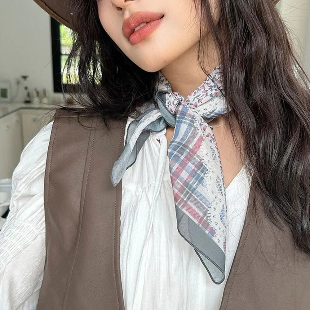 Fashion 58x58cm Hair Scarf Soft Breathable Headband Vintage All-match Silk Scarf