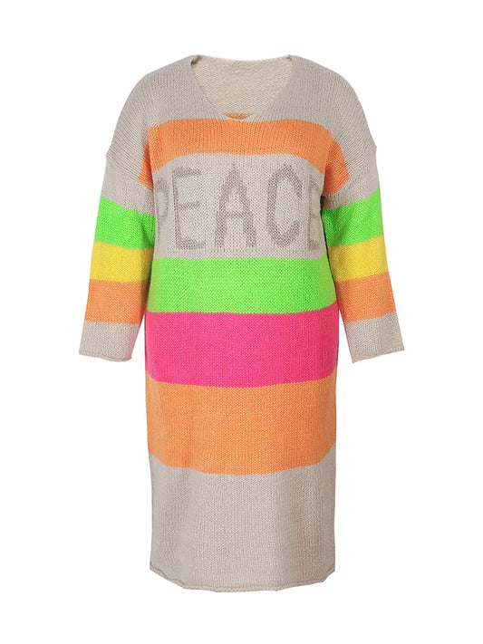 Plus Size Women's Plus Size Colour Block Simple Daily Wear Long Sleeve Sweater Dress Best Choice for Autumn and Winter