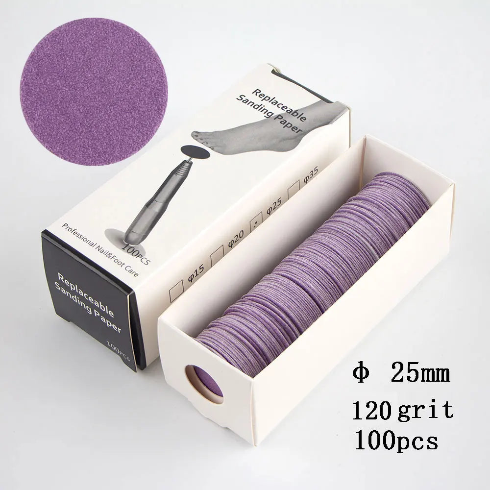Disc For Pedicure Cuticle Callus Remove Tool For Electric Foot File Callus Hard Dead Skin Pedicure Tools Replaceable Sandpaper purple 120grit 1box