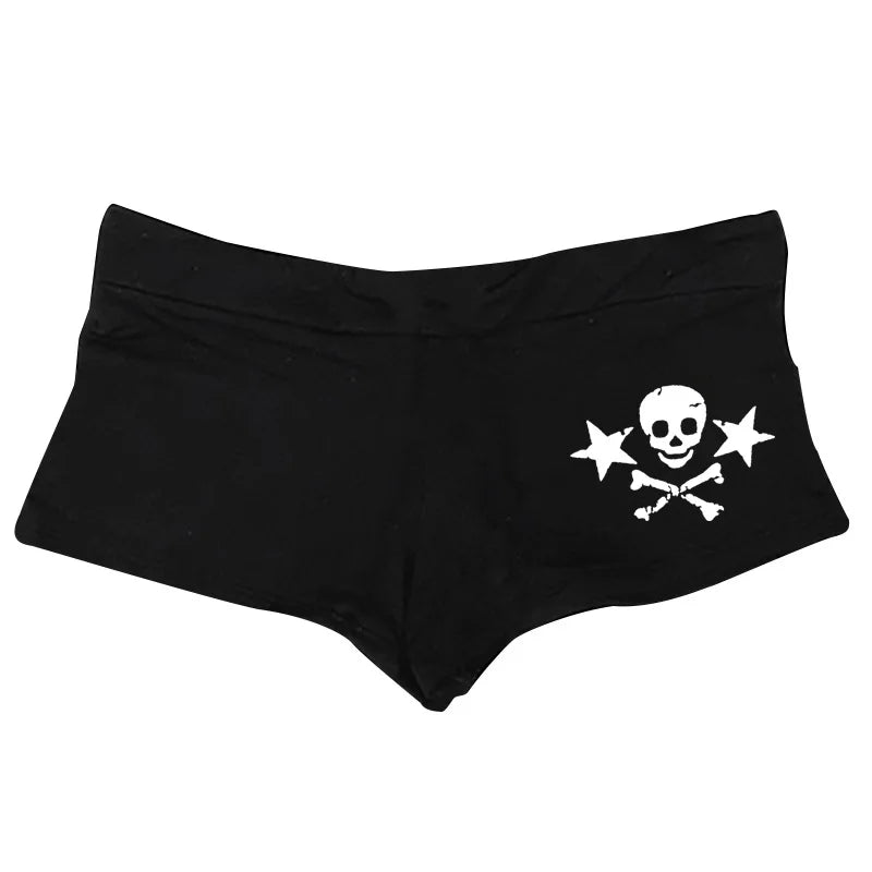 Y2k Shorts Skull Print Streetwear Gothic Graphic Camis Summer Vintage Hip Hop Sleeveless EGirl Dark Punk Sexy Harajuku Crop Top Hei 3