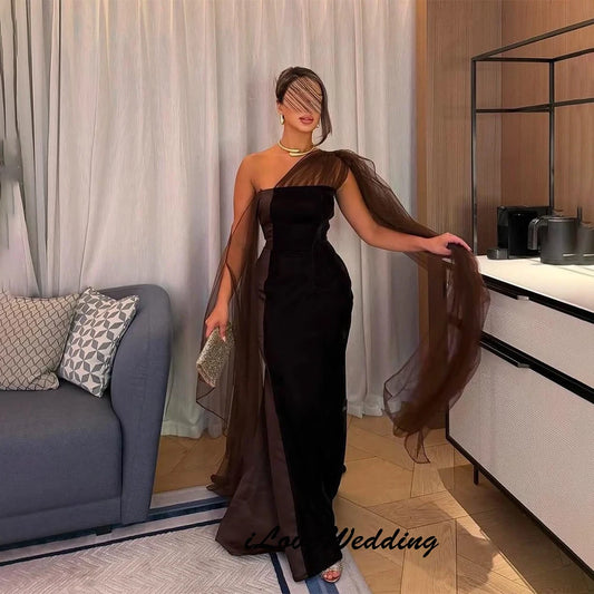 Elegant Evening Dresse One Shoulder Saudi Arabia Stain Mermaid Backless Wedding Party Dress Robe De Soirรฉe Femme New customsize Badiee Stylez