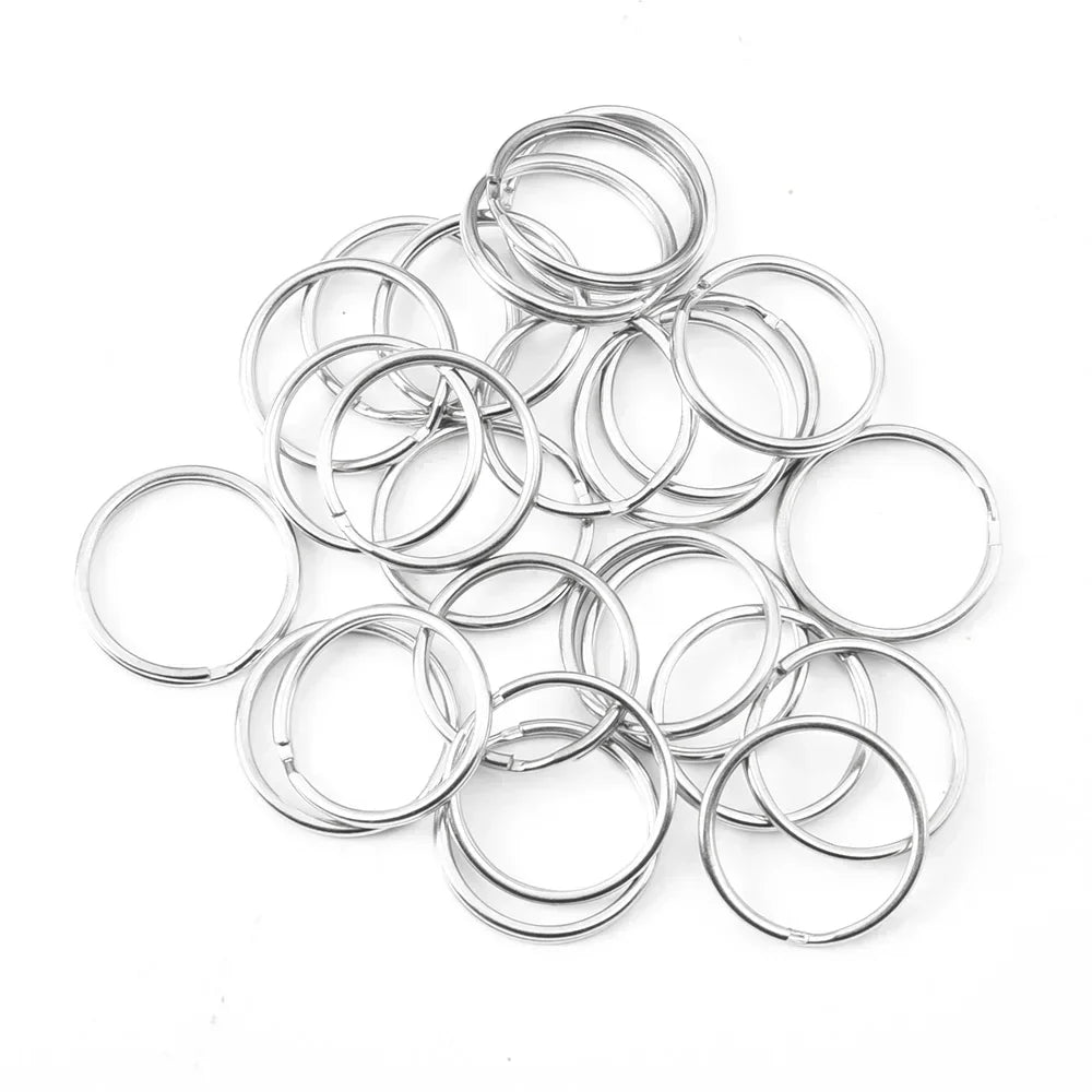 20/100pcs Stainless Steel Polished Key Ring Key Chain 25mm Round Flat Round Split Keychain Metal Blank Circle For DIY Findings