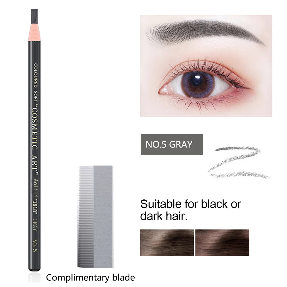 Eyebrow Pencil Waterproof Eyebrow Enhancers Long Lasting Brow Cosmetics Professional Makeup Brow Lift Feather Eyebrow Pencil NO.5 GRAY CHINA