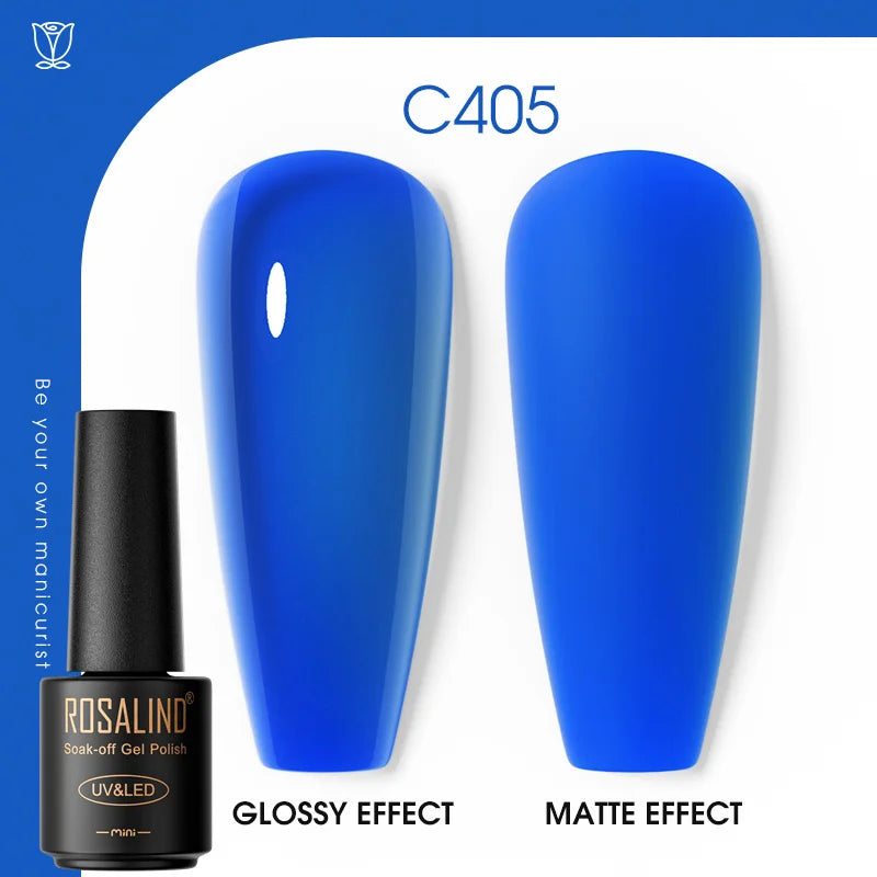 ROSALIND Hot-sale Bottle Gel Nail Polish Vernis Semi Permanent Primer Top Coat Bright Classic For Nail Art Design LED/UV Lamp C405