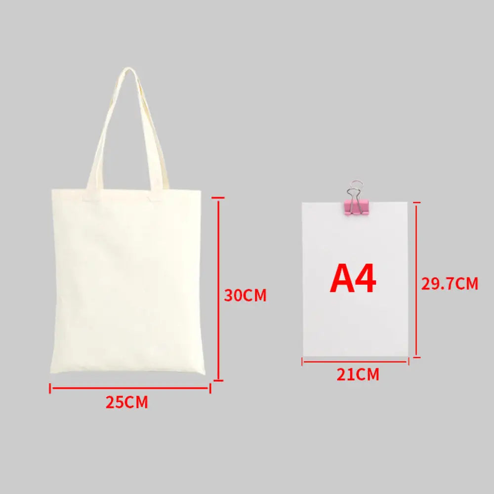 ISKYBOB Large Capacity Canvas Shoulder Bag Handbag Folding Eco Cotton Tote Bags Reusable DIY Painted Shopping Bag Grocery Bag