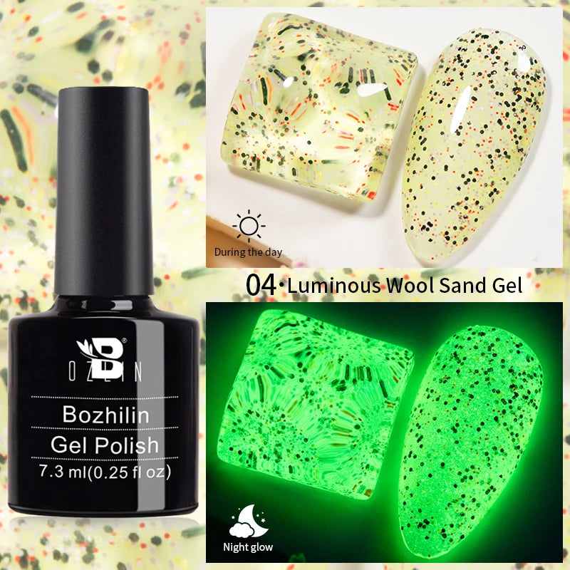 AWStorG15ml 2 IN 1 Crystal Top Coat Transparent Soak Off UV LED Nails Art Manicure Gel Nail Polish Varnishes Primer Function Gel LuminousWool Sand 04