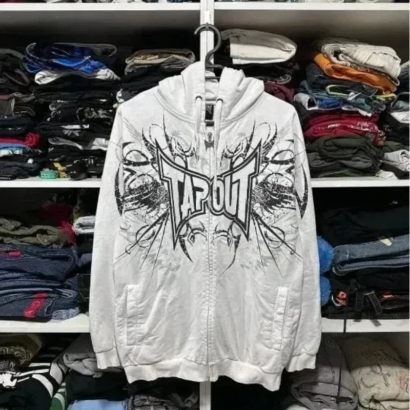 Hoodie Y2K Sweatshirt Hip Hop Letter Vintage Skull Print Oversized Hoodie Jacket Clothes