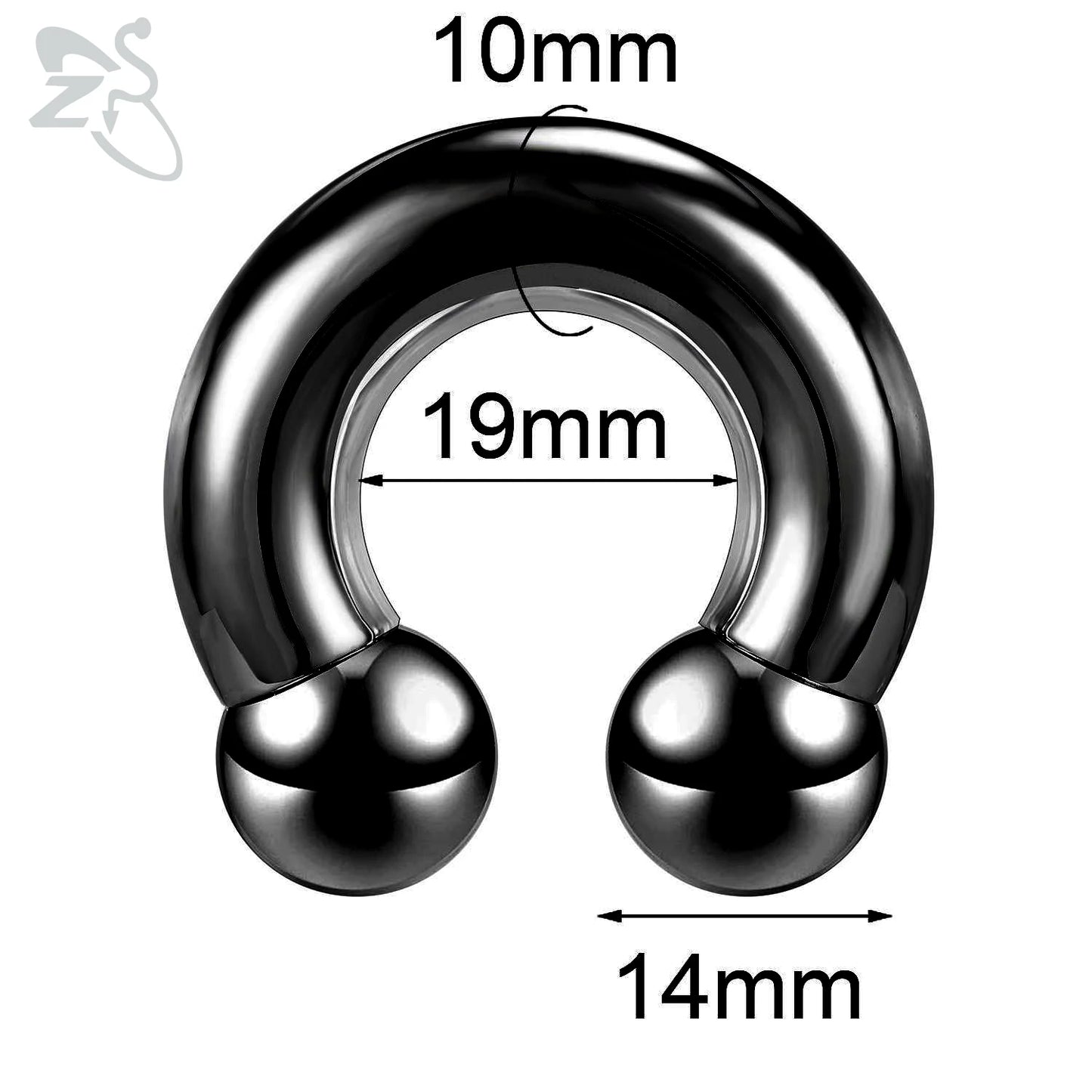 ZS 1 Piece 2/4/6/8G Black Color Stainelss Steel Horseshoe Nose Ring Men Punk Large Gauge Piercings Ear Expander Septum Piercing Style 13