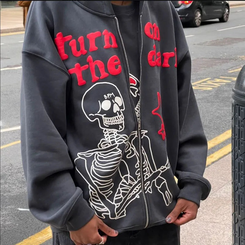 Y2K Rhinestone Cobweb Zip Up Oversized Sweatshirt 2022 Autumn Goth Hoodie Men Women Grunge Hooded Jacket Streetwear Y2K Clothing nz646