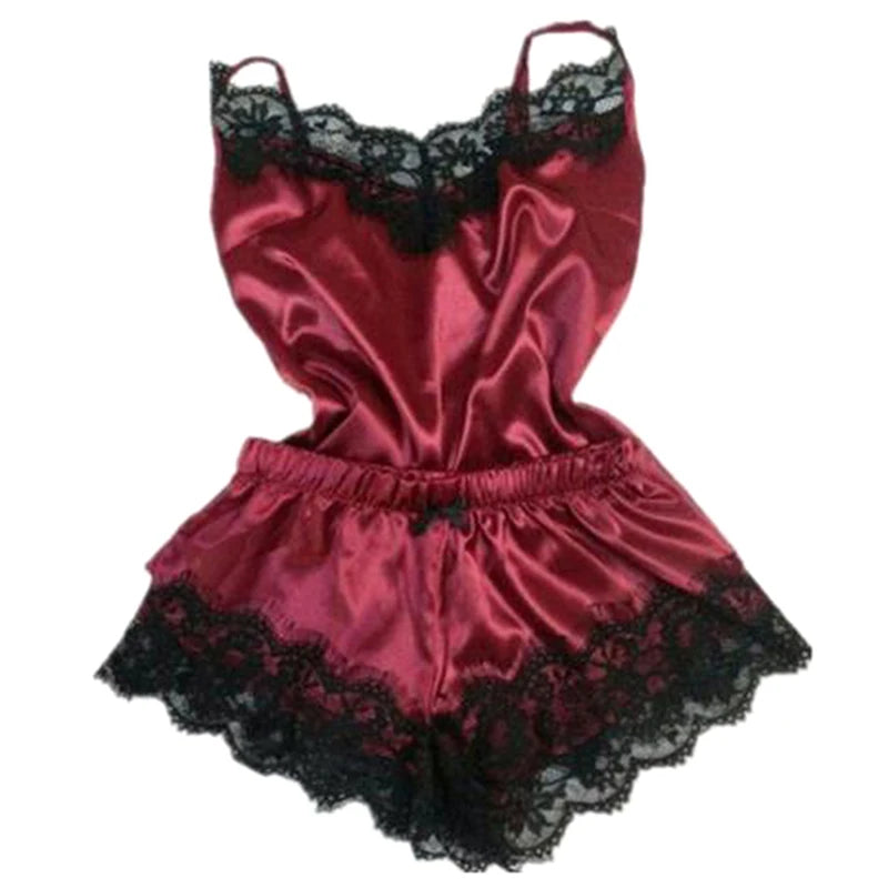 Sexy Women Satin Soft Nightgown Lingerie Nightdress Female Sleepwear Robe Night Suits Satin Robe Black White Rose red