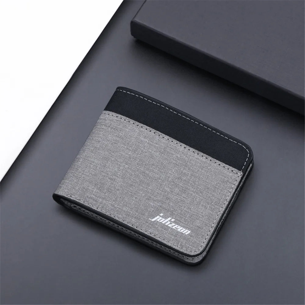 New Style Mini Thin Men Wallet Card Holder Men'S Purse Coin Pouch Id Card Holder Short Canvas Card Holder Wallet grey white