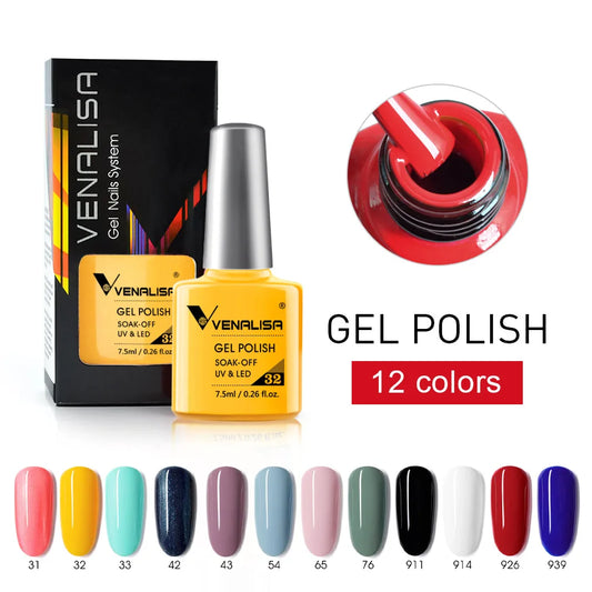 VENALISA Nail Gel Polish 7.5ml Super Glossy Glitter Gellack Great Coverage Soak Off UV LED Semi Permanent Beauty Nail Manicure