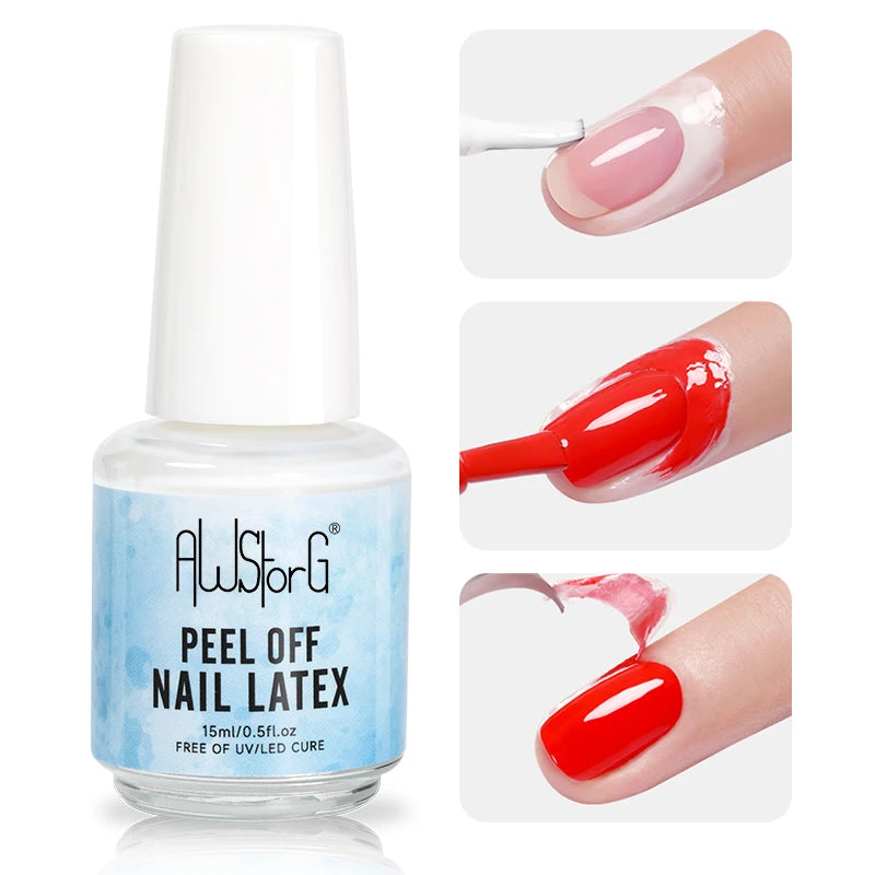 AWStorG15ml 2 IN 1 Crystal Top Coat Transparent Soak Off UV LED Nails Art Manicure Gel Nail Polish Varnishes Primer Function Gel Peel off latex