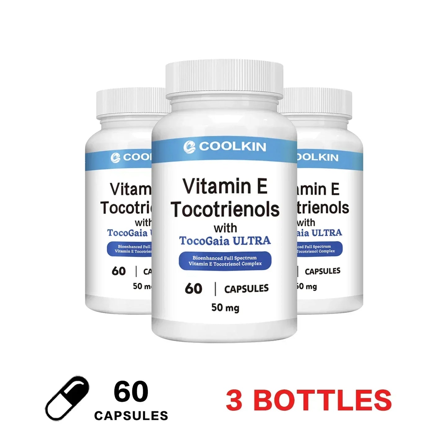 Vitamin E Tocotrienols - Supports Cardiovascular, Skin, and Bone Health, Anti AgingSupplements 60 Capsule-3bottles