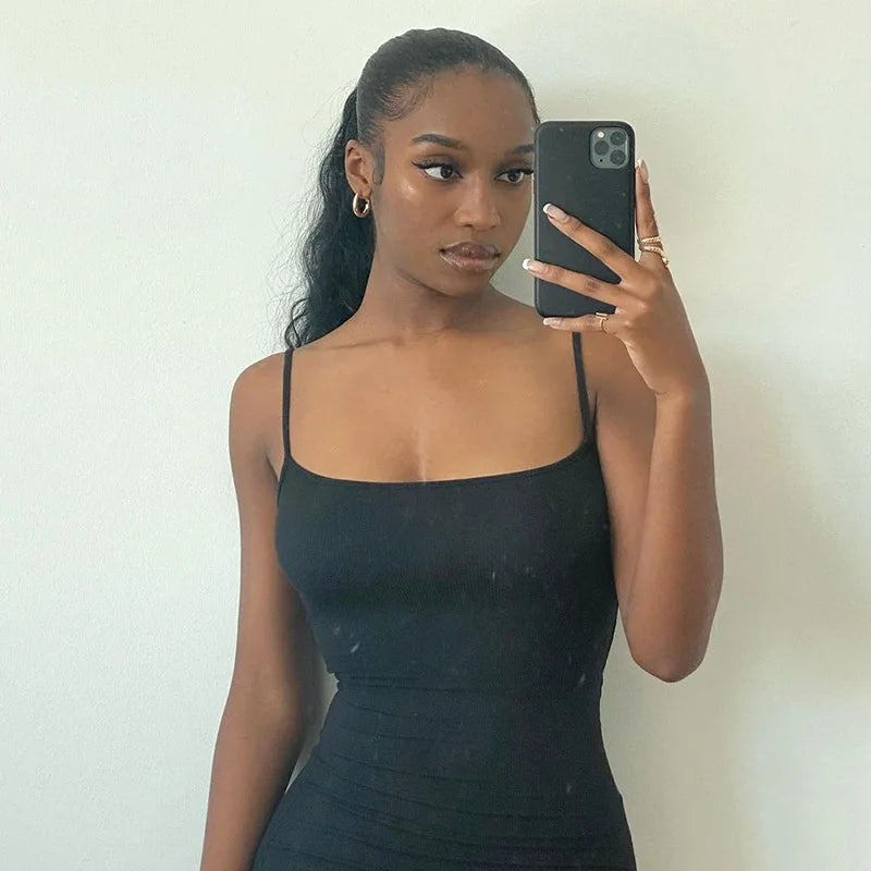 Y2K summer casual style Japanese and Korean casual women's suspender style collarless dress dress