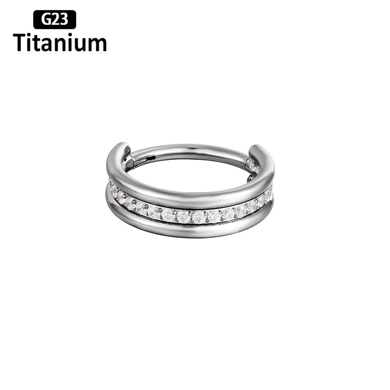 New G23 Titanium Piercing High Quality CZ Nose Ring Earrings 8/10/12mm Body Jewelry 16G ASTM f136 Titanium Nose Septum Piercings Titanium Rings 2