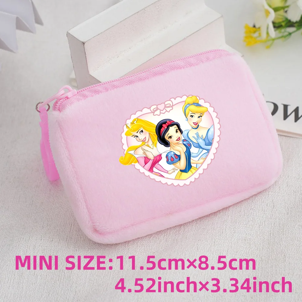 Princess Disney Kids Anime Plush Coin Purse Girls Mini Wallet Printed Moneybag Kawaii Square Portable Storage Bag Birthday Gifts 1pcs-014