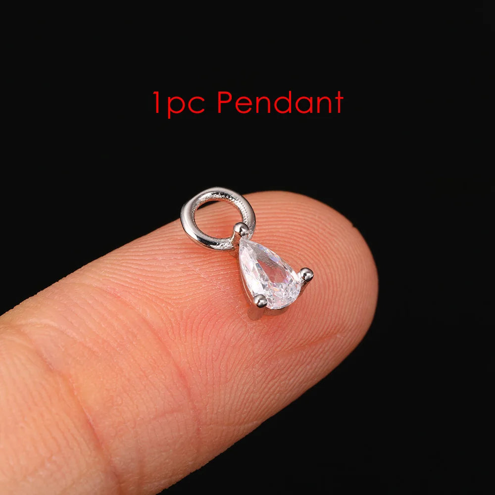 1PC Little Star Moon Snake Crystal Charms Pendant Helix Daith Earrings for Women Hanging Matching Piercing Lobe Tragus Jewelry CC164-1
