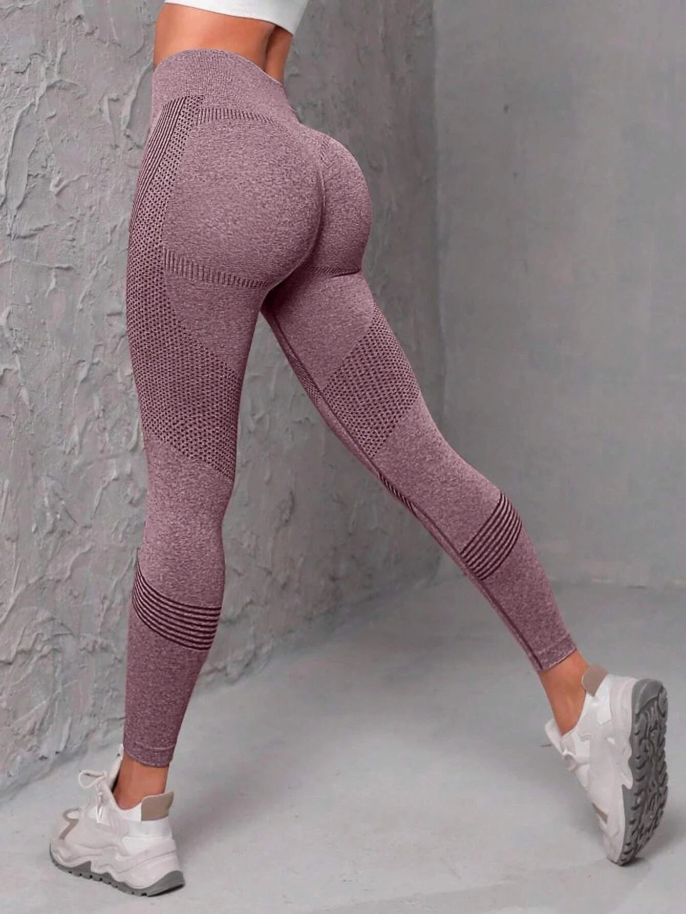 Seamless Wide Waistband Sports Leggings Burgundy