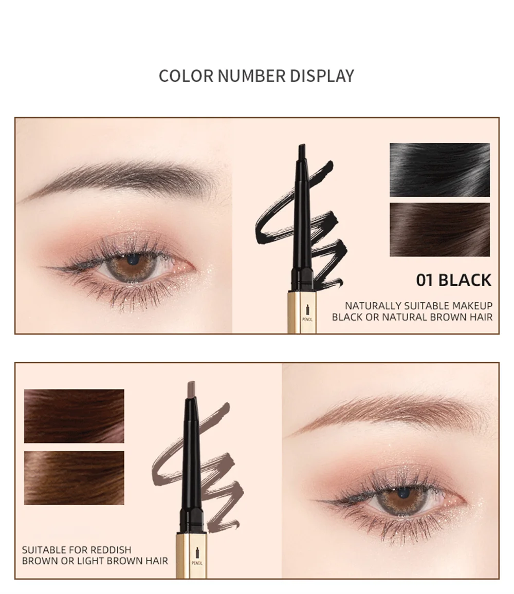 Makeup for Women Waterproof Eyebrow Enhancer Pen with Double Head Pencil and Brush Long Lasting Eye Brow Cosmetics Easy to Wear
