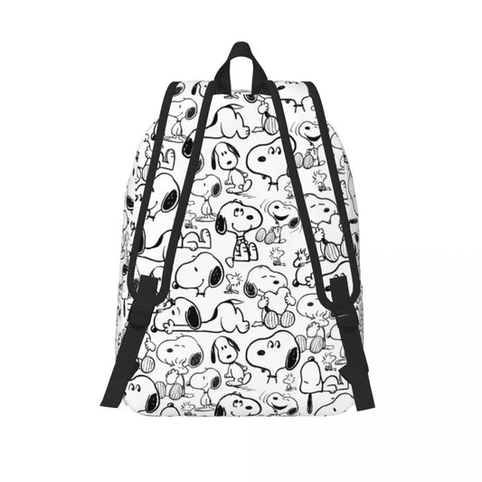 Snoopy Smile Cute Cartoon Backpack for Men Women Cool Student Work Daypack College Canvas Bags with Pocket