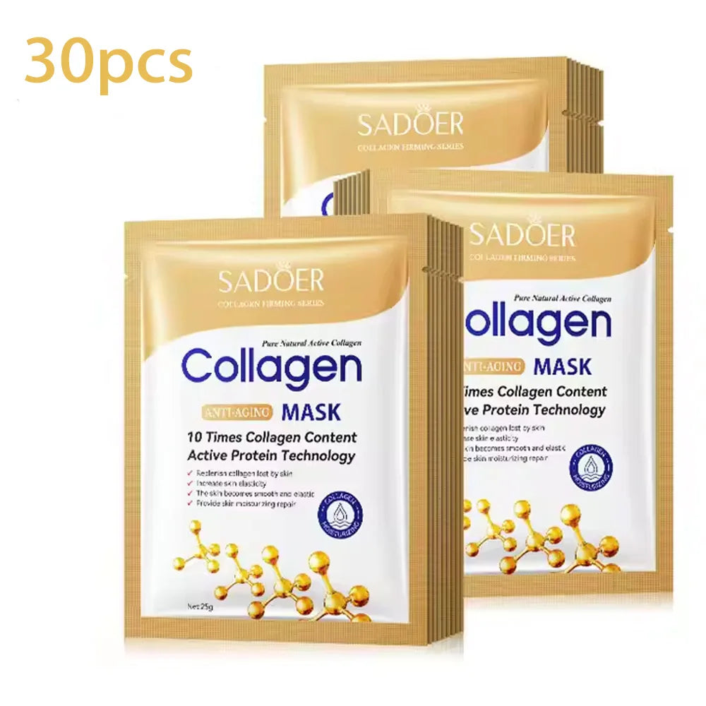 5/10/20/30pcs SADOER Collagen Face Mask Firming Moisturizing Repair Brightening skincare Face Sheet Mask Facial Masks Skin Care 30pcs