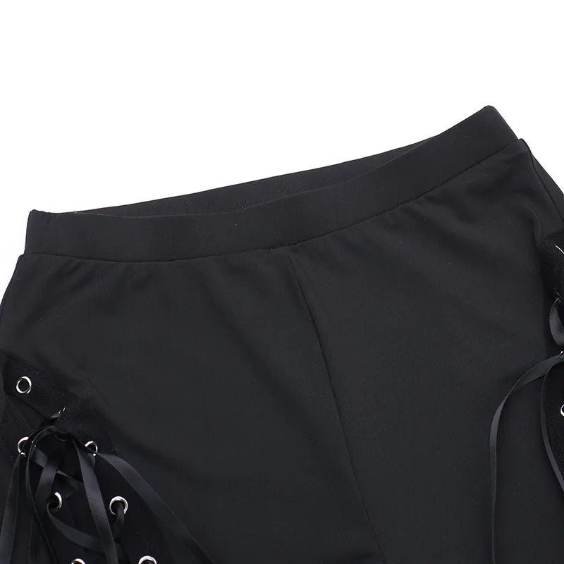 Y2K Summer Cross-band Strap Art Micro-flare Casual Pants Metal Buckle Decoration Personal Pants Women Versatile Sexy Slim Pants