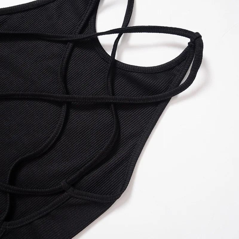 Y2K Women's Tops Backless Crop Top Sleeveless Sexy Cute Black Vest Tank Top Summer Cropped Vest Female 2000S Clothing