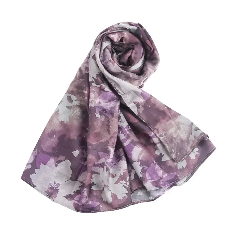 180×85cm Water Print Shawl Hijab Scarves Muslim Ethnic Woman Chiffon Silk Bandanas Printed Hijabs 2025