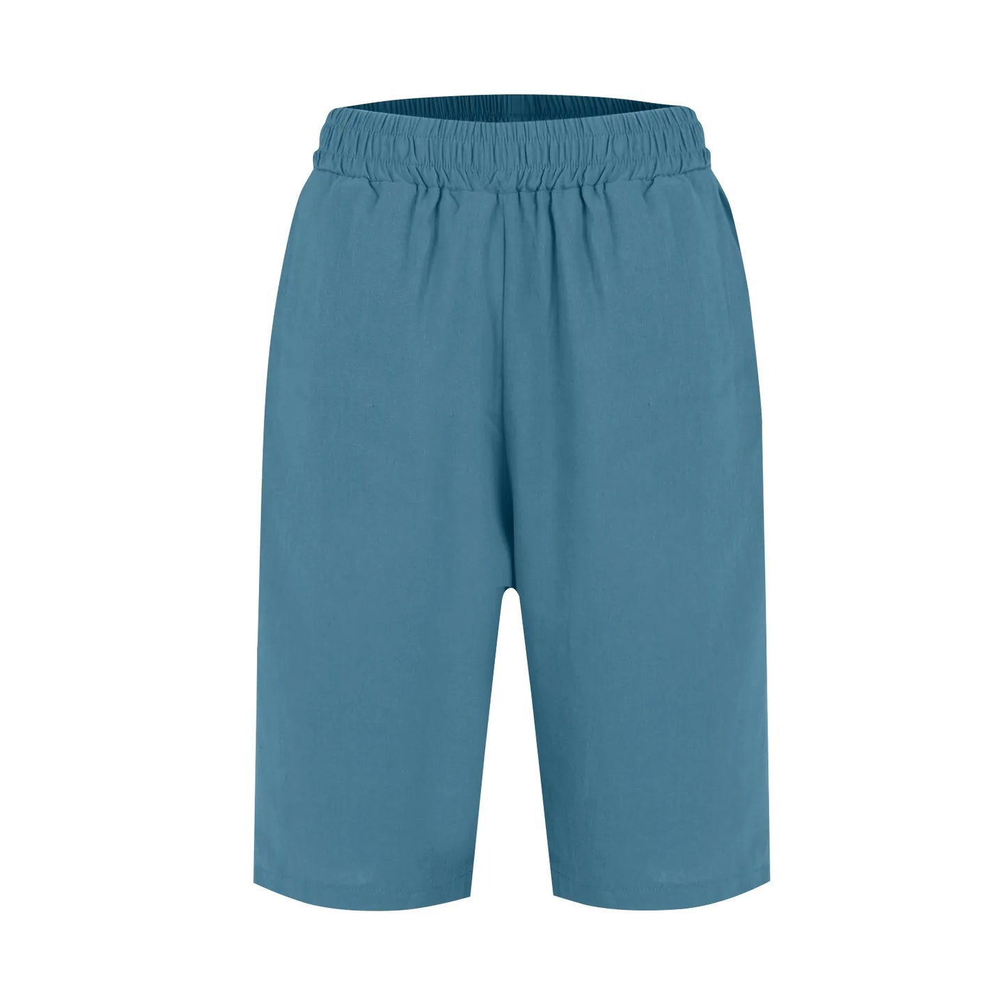 Womens Capris Cotton Linen Pants Drawstring Elastic Waist Pants Casual Cropped Trousers Daily Breeches Five Half Pants Pantalone