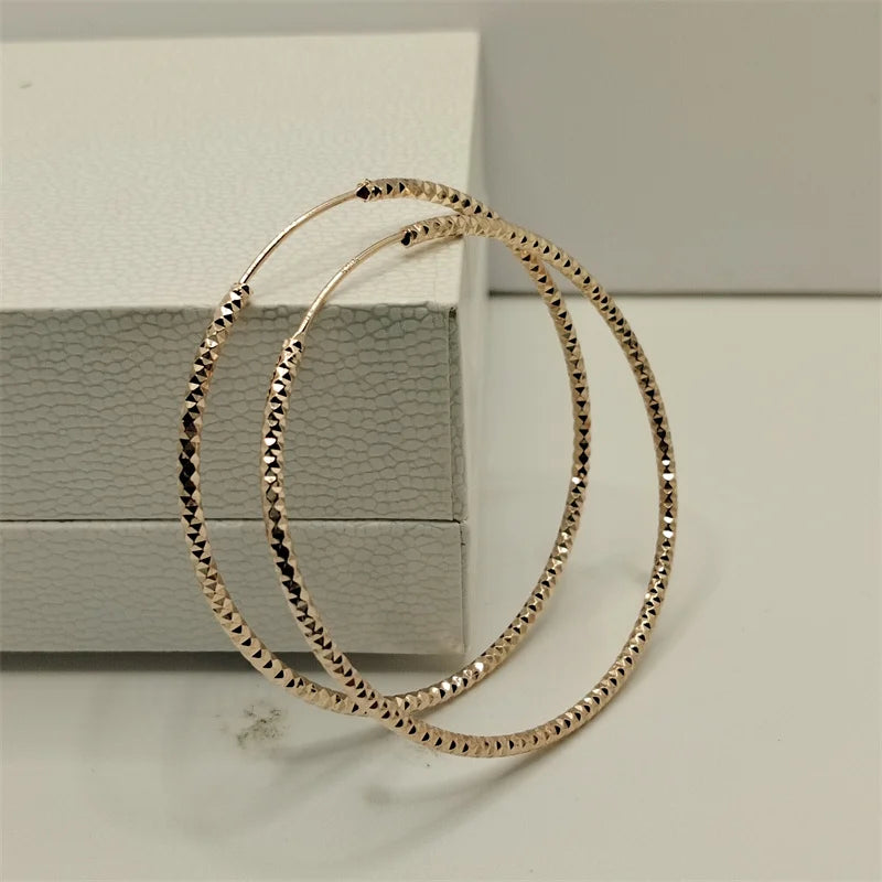 Senlissi - New Fashion 18k Gold Plated 925 Sterling Silver Women's Hoop Earrings 2.0mm Fashion Earring Rose Gold Cерьги Kольца 0