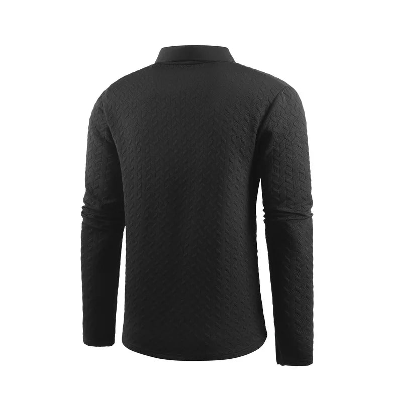 Zipper Polo Collar T Shirt Men Autumn Casual Sports Retro Light Luxury Pullover Fashion Men's Outdoor Long Sleeve Polo Shirts