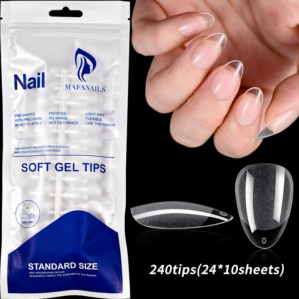 240pcs XS Fake Nails Short Square/Almond False Nail Tips Half Matte Acrylic Square Fingernails DIY For Manicure Extension Tools TD220