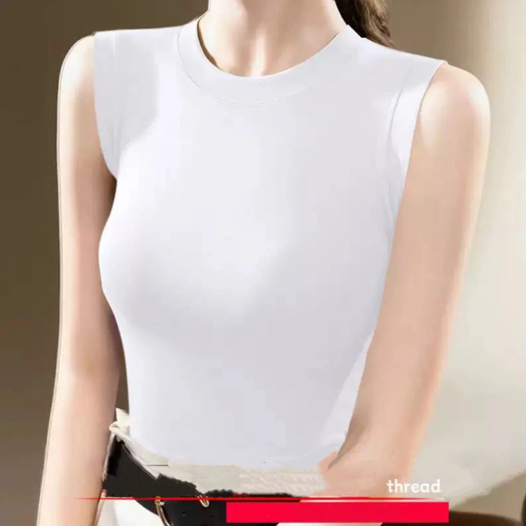 1pcs Spring Summer Women Knitted Tank Tops Girl Thin Tops Lady Basic Casual Tank Tops Round Collar Tees Sleeveless Top M~3XL White