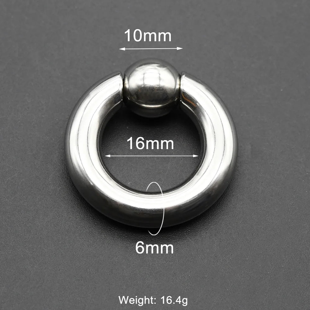 1Pc Large Gauges Stainless Steel CAPTIVE SPRING BEAD RING for Septum Piercing BCR Nose Ring Hoop Expander Earlobe Earrings 00G 6x16-10mm 1 Piece