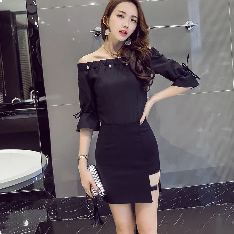 Versatile Irregular Plus Size Bodycon Skirts Sexy Hollow Out Bandage Skirt Harajuku Mini Skirt Summer High Waist Pencil Skirts black