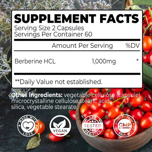 Berberine Extract 1000 Mg - Supports Gastrointestinal and Overall Health with Antioxidant Benefits Supplement