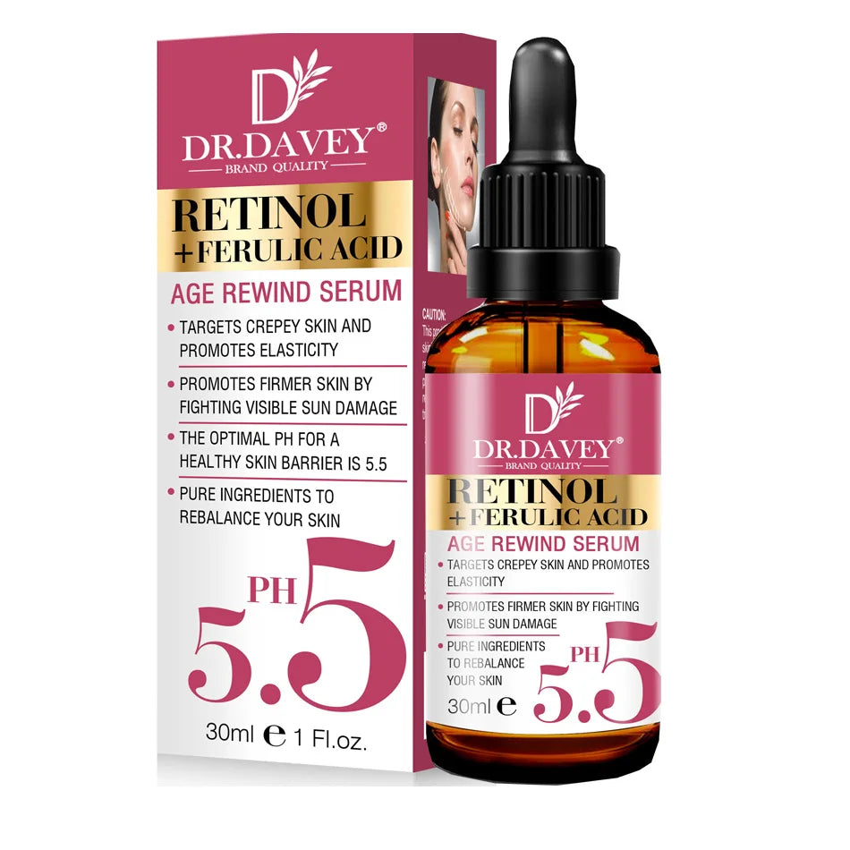 Newest Retinol+Ferulic Acid Age Rewind Serum For Face Whitening Serum Brightening Hydrating Face Serum Fade Fine Lines Skin Care 1 Piece 30ml