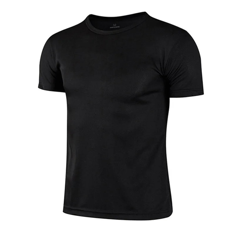1pcs Men T-Shirts Running Shirt Boys Soccer Shirts Men's Jersey Sportswear Mens Jogging Quick Dry Compression Fitness Top clothe Black Pack of 1