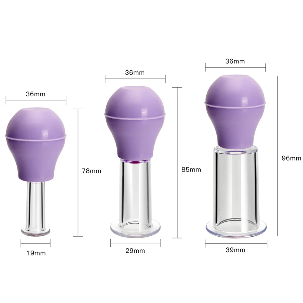 Facial Massage Cups Vacuum Cupping Skin Lifting Anti Cellulite Massager for Face Pvc Body Cups Skin Scraping Massage Jar Purple-SML
