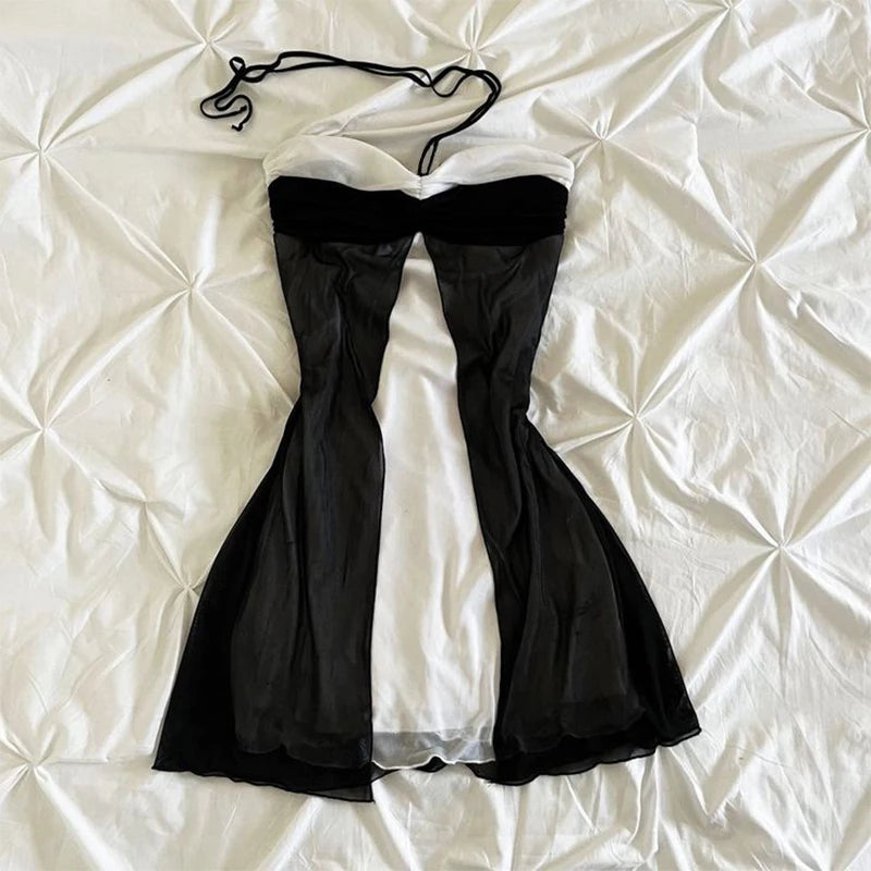 Y2k Clothes White Mini Dress Woman Clothing Gothic Dress Harajuku Party Dresses Graphic Rock Punk Goth Emo Short Women's Summer Yellow