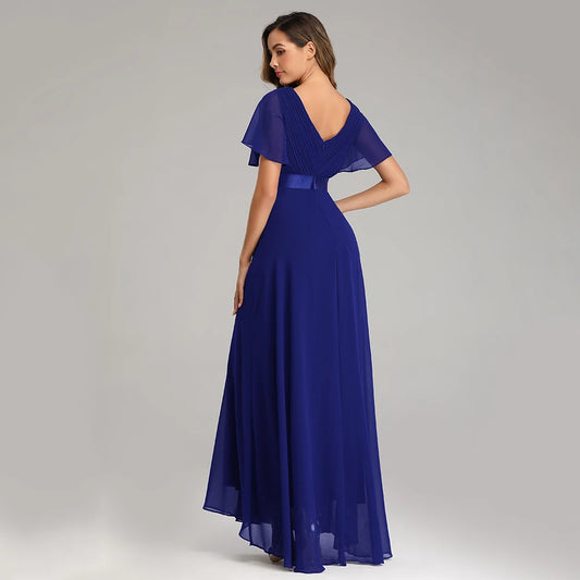 Evening Dresses XUCTHHC Elegant V-Neck Ruffles Chiffon Formal Evening Gown Robe Vestidos De Fiesta Dress for Wedding Party Badiee Stylez