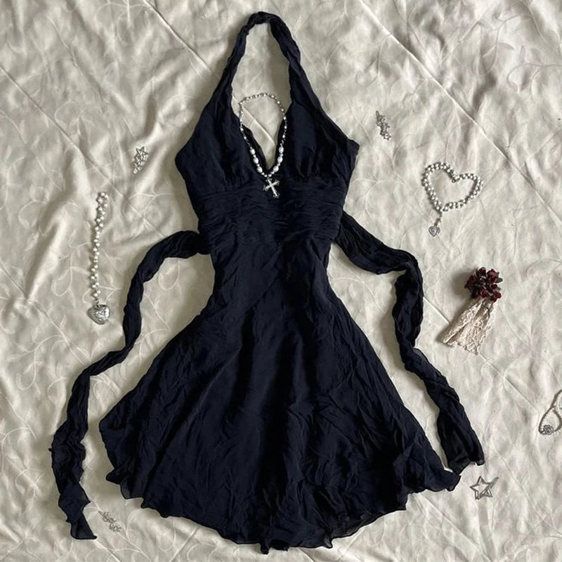 Y2k Clothes White Mini Dress Woman Clothing Gothic Dress Harajuku Party Dresses Graphic Rock Punk Goth Emo Short Women's Summer GRAY