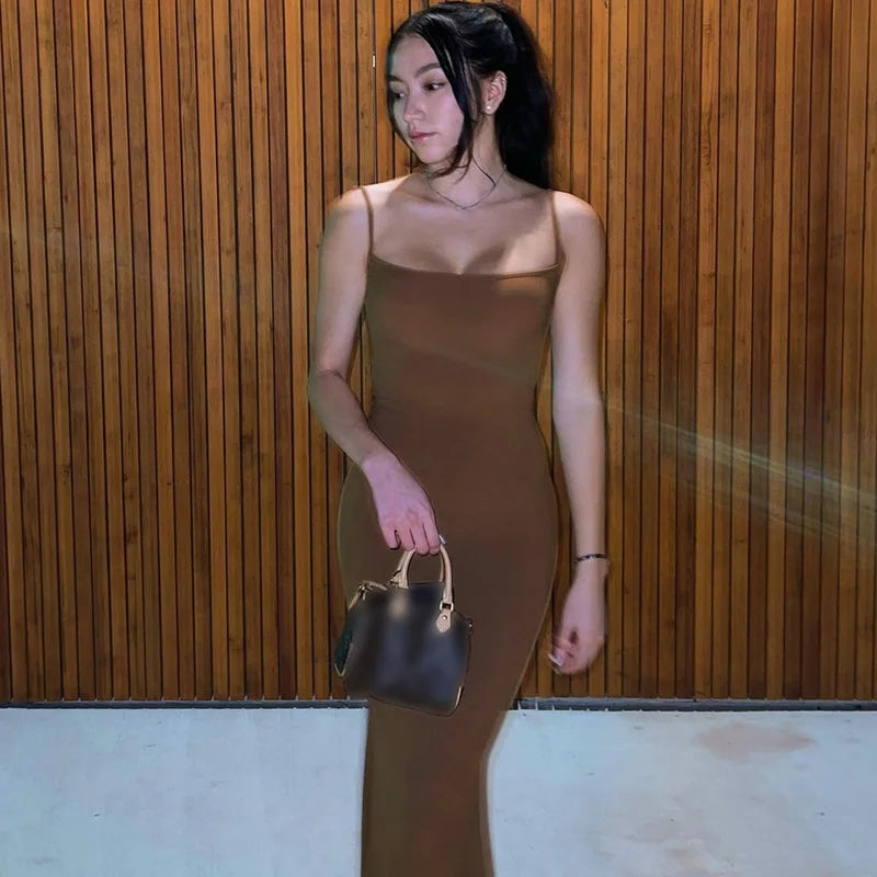 Y2K summer casual style Japanese and Korean casual women's suspender style collarless dress dress