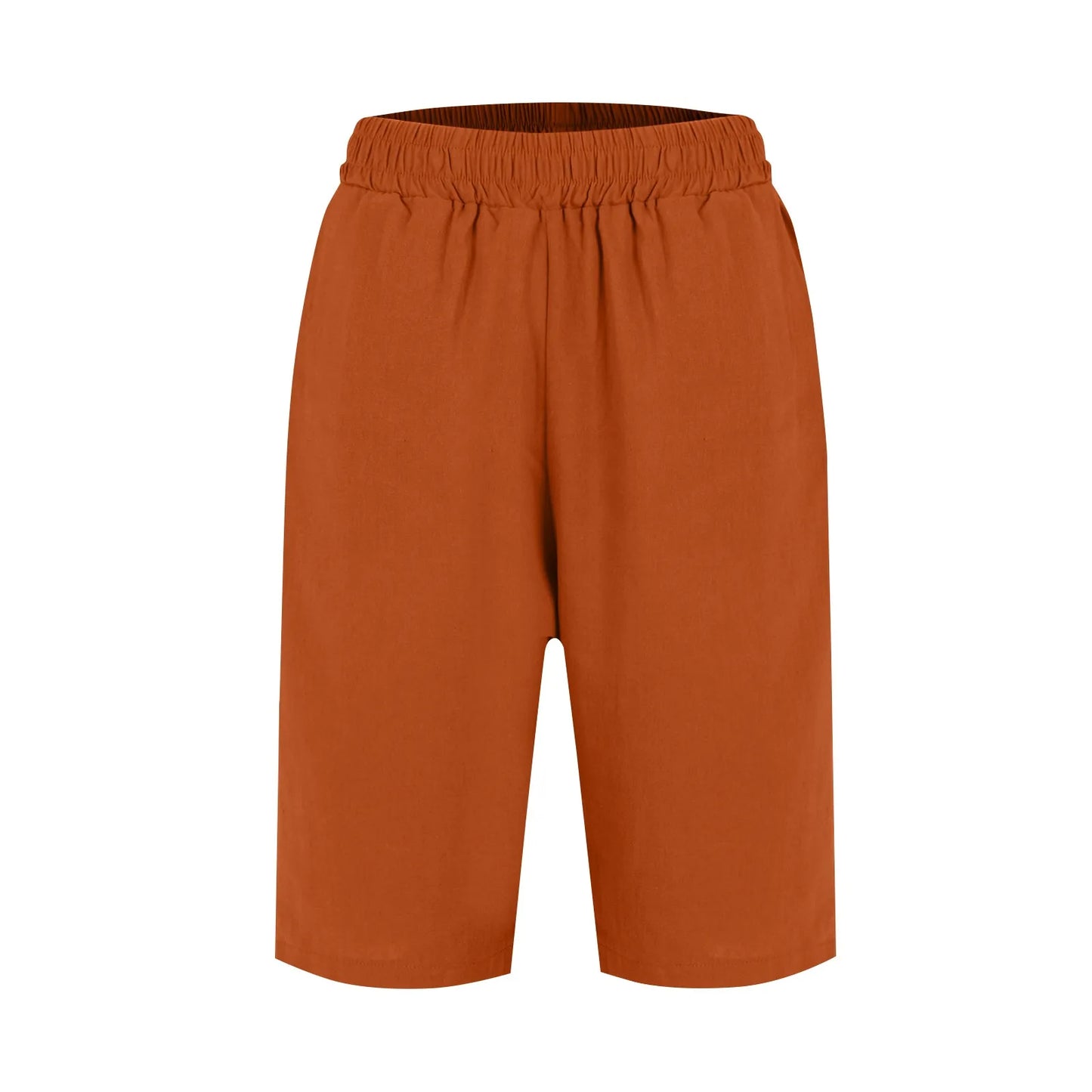 Womens Capris Cotton Linen Pants Drawstring Elastic Waist Pants Casual Cropped Trousers Daily Breeches Five Half Pants Pantalone