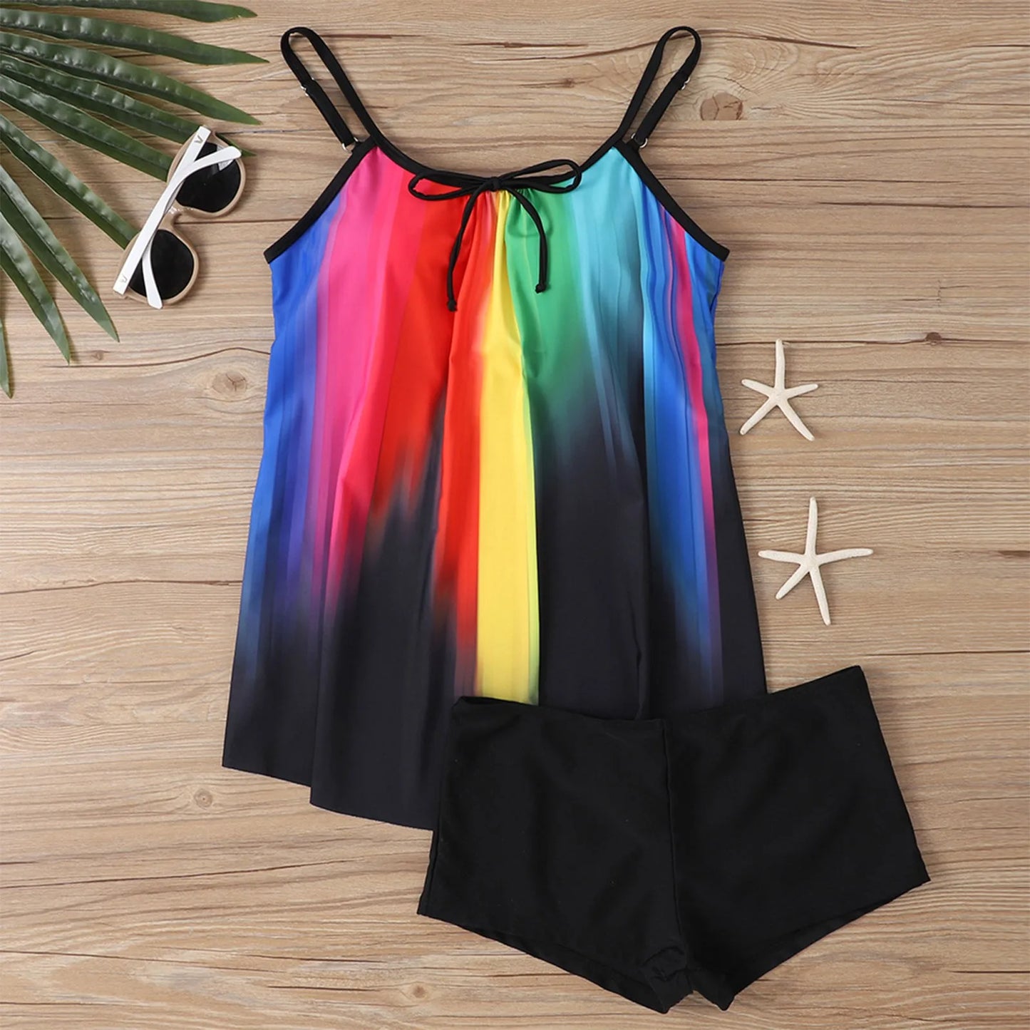 Plus size women's split swimsuit sexy slim printed sling bikini swimwear beach conservative swimsuits two-piece set beachwear