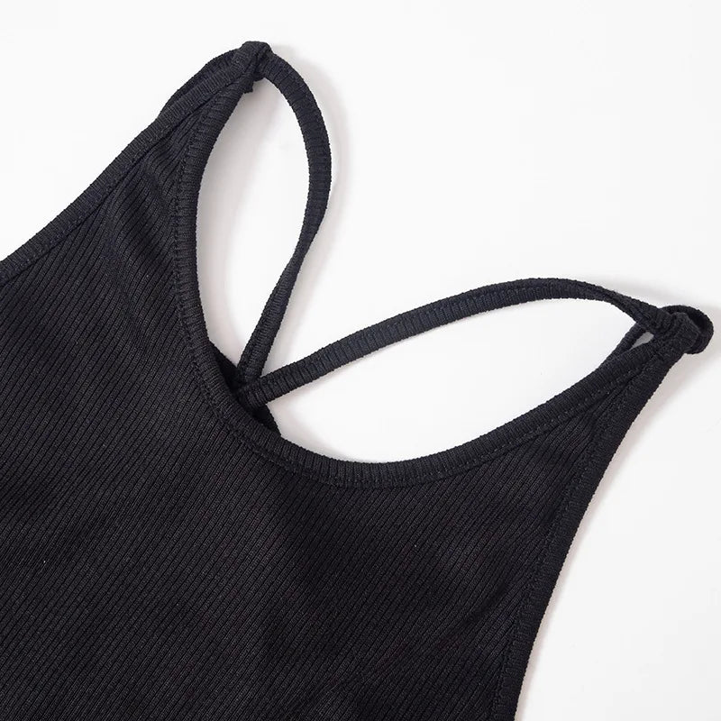 Y2K Women's Tops Backless Crop Top Sleeveless Sexy Cute Black Vest Tank Top Summer Cropped Vest Female 2000S Clothing
