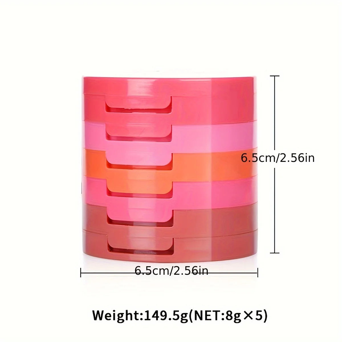 Multi-layer 5 Colors Blusher Compact Powder Makeup - Facial Base Foundation Pressed Powder Cheek Cosmetics with Brush