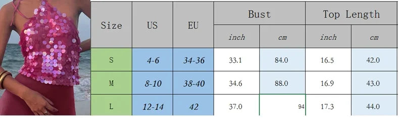 Y2k Sequin Beaded Halter Tops Boho Beach Backless Camis E-girl Sexy Club Party Sleeveless Shirt Vest Vintage Crop Tops Women