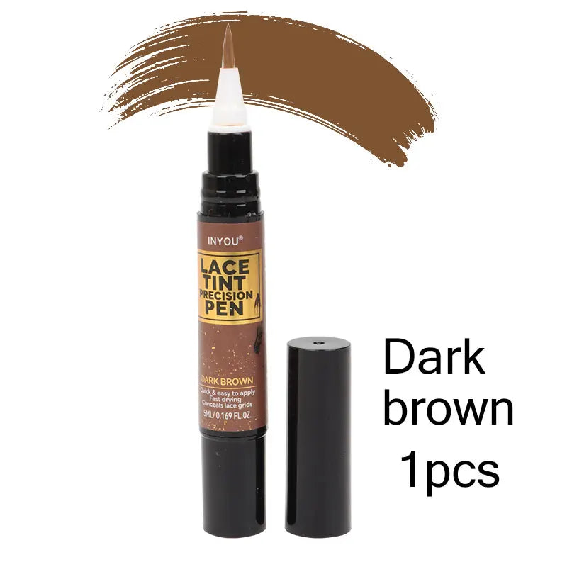 Lace Tint Pen Tinted Lace Precison Parting Pen Black Medium Dark Light Brown 5Ml 0.17Oz - Wig Lace Tint With Brush Applicatior 1pcs dark brown